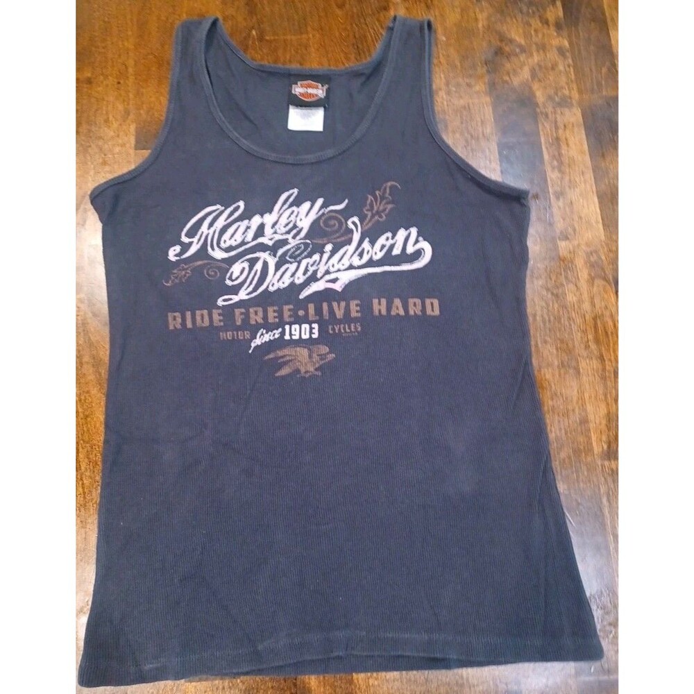 Harley Davidson Women shirt XL Made In USA  Tacoma WA "RIDE FREE LIVE HARD"